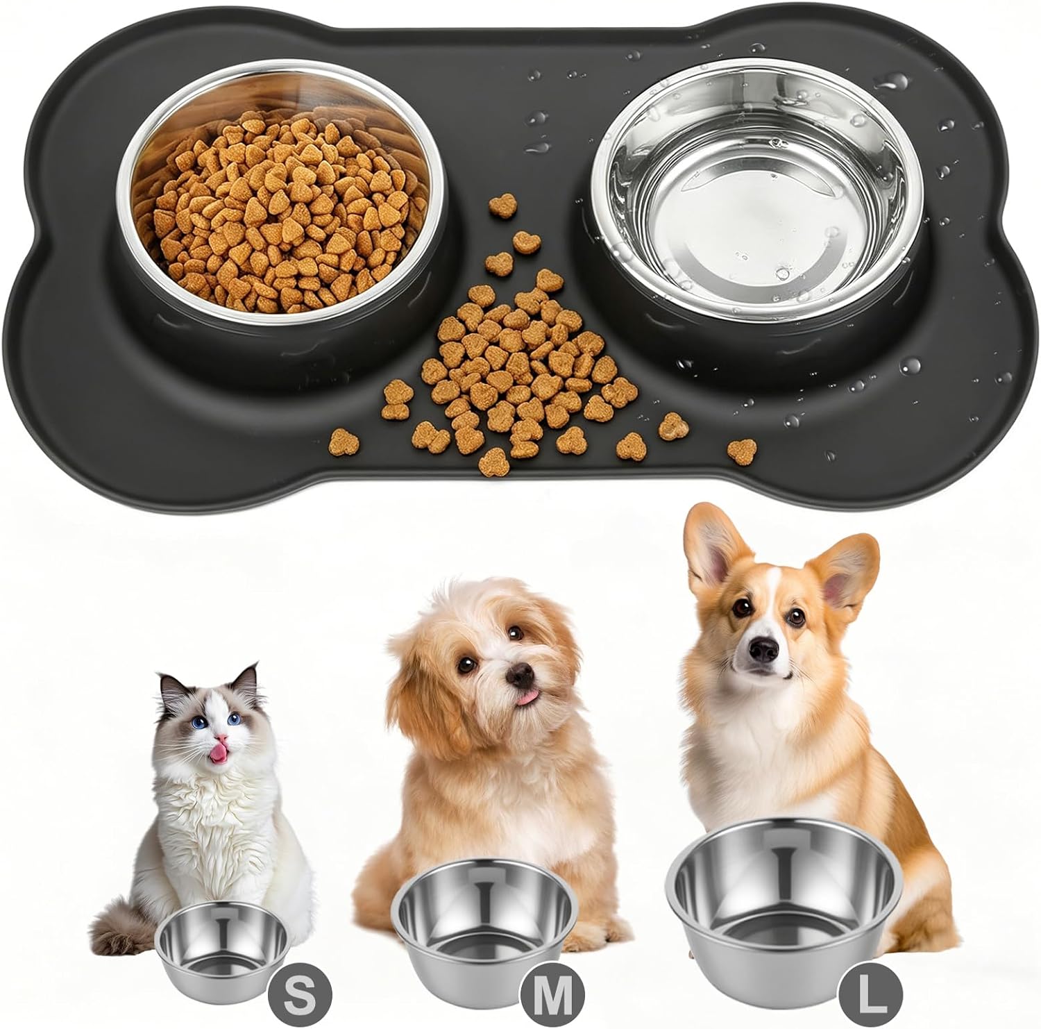 Gamelle Inox Antidérapante Double Chien – Repas Sains sans Débordement