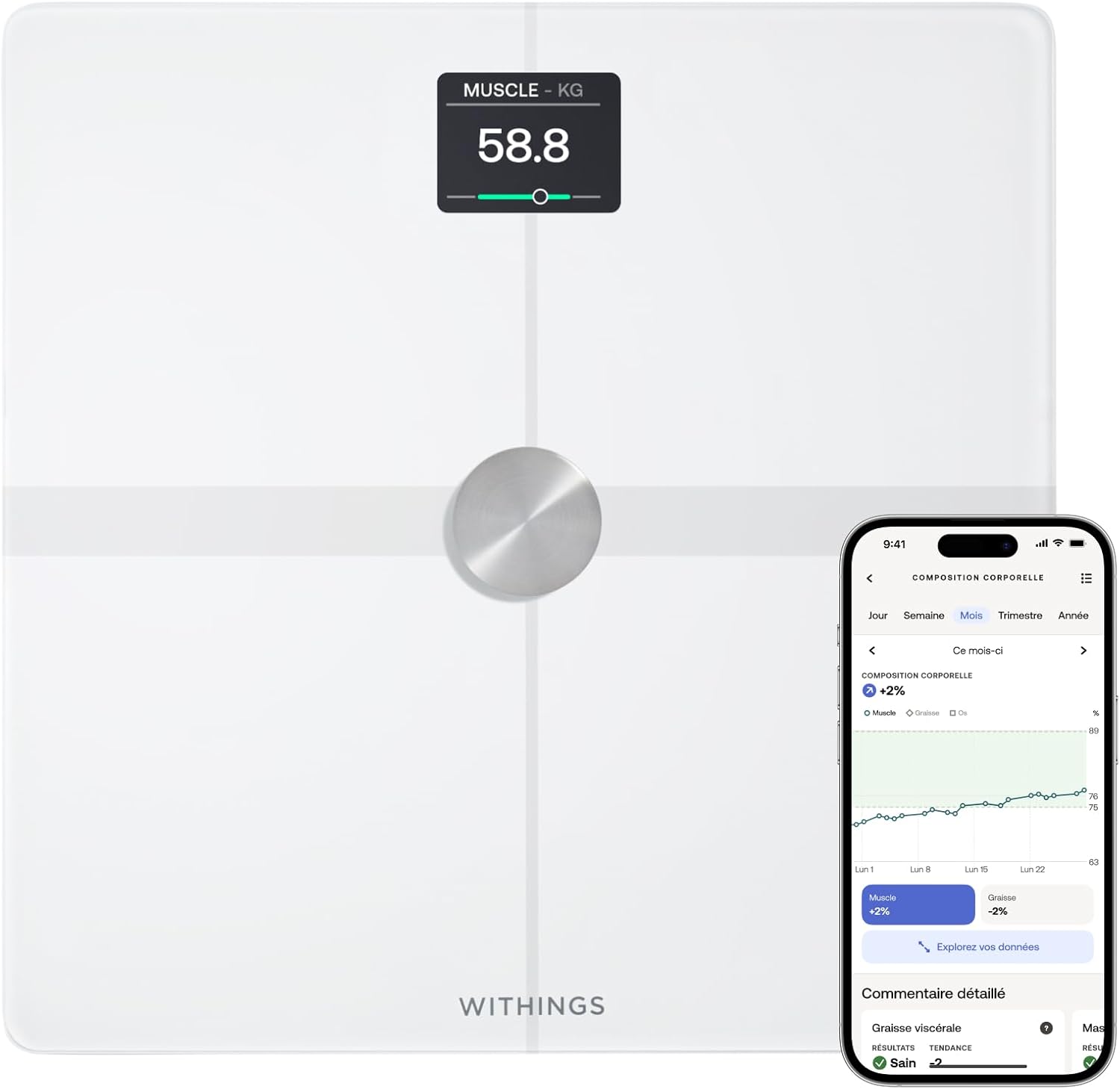 Balance Connectée Withings Body+ – Suivez Votre Composition Corporelle