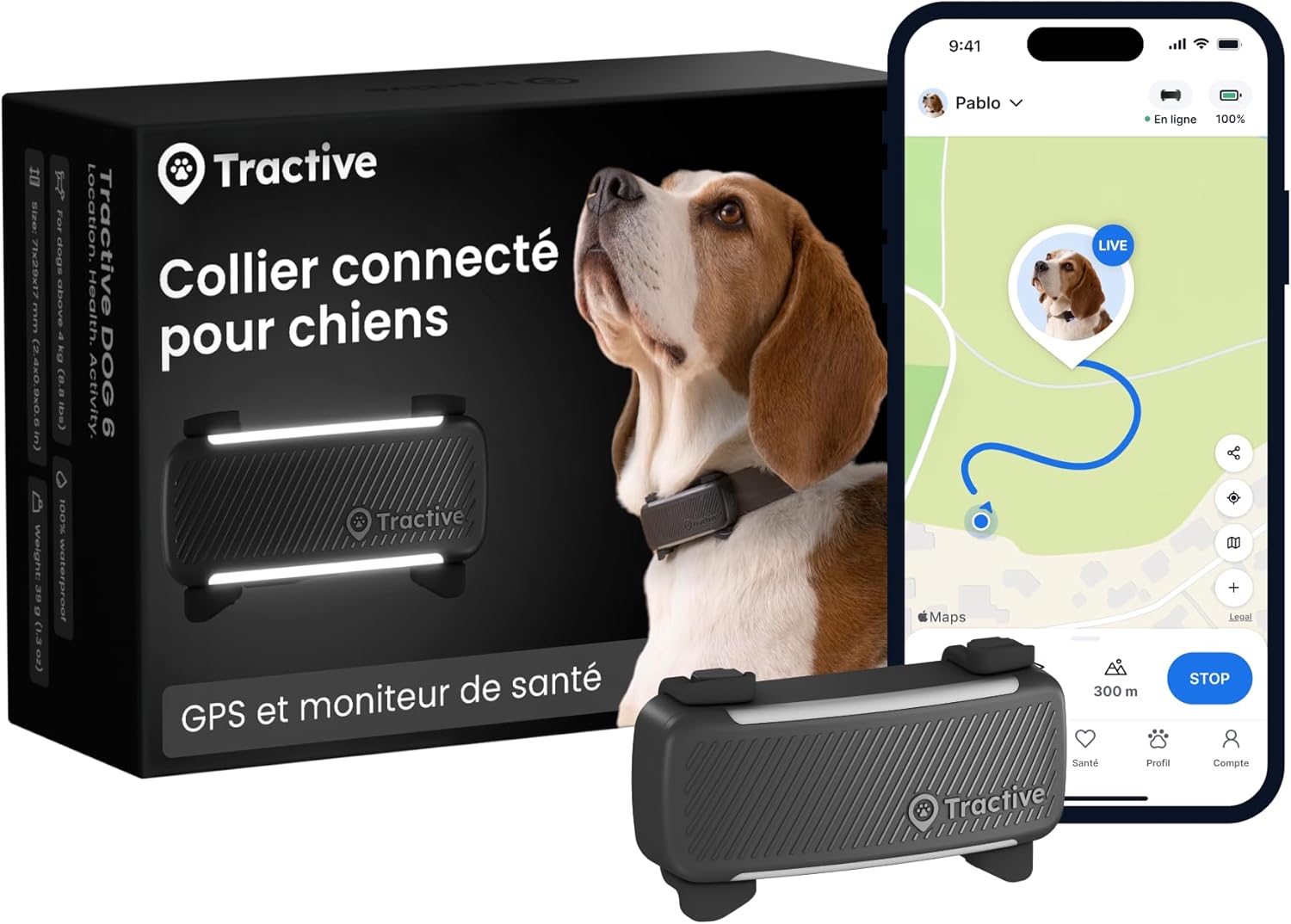 GPS Collier Chien Tractive – Ne Perdez plus Jamais Votre Chien
